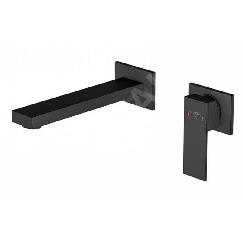 Steinberg 160 - Mitigeur de lavabo encastré, installation 2 trous, noir mat 160 1814 3 S