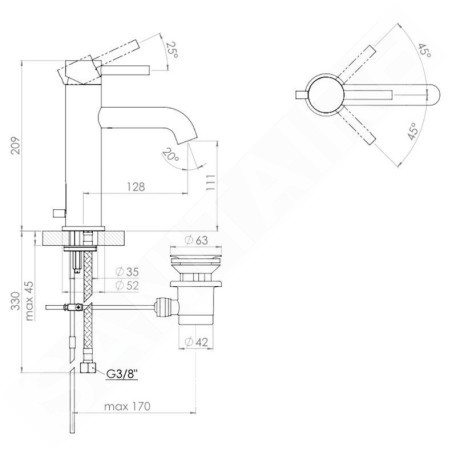 Steinberg 100 - Mitigeur de lavabo avec vidage, noir mat 100 1755 S