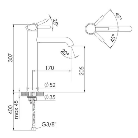 Steinberg 100 - Mitigeur de lavabo, noir mat 100 1710 S
