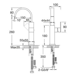 Steinberg 135 - Mitigeur de lavabo, noir mat 135 1551 S