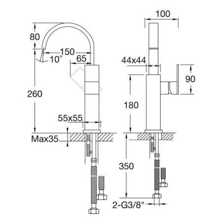 Steinberg 135 - Mitigeur de lavabo, noir mat 135 1551 S