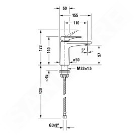 Duravit Tulum - Mitigeur de lavabo, noir mat TU1010002046