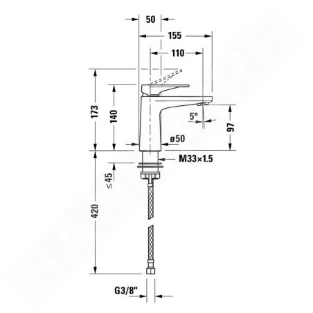 Duravit Tulum - Mitigeur de lavabo, noir mat TU1010002046