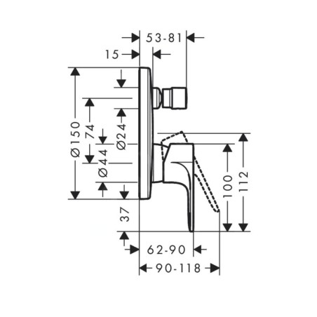 Hansgrohe Rebris S - Mitigeur de baignoire encastré, noir mat 72467670