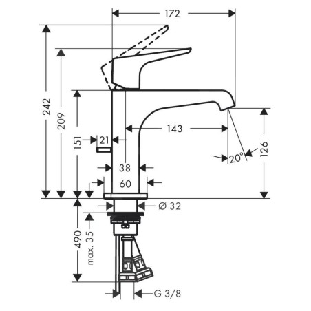 Axor Citterio E - Mitigeur de lavabo avec vidage, noir mat 36110670