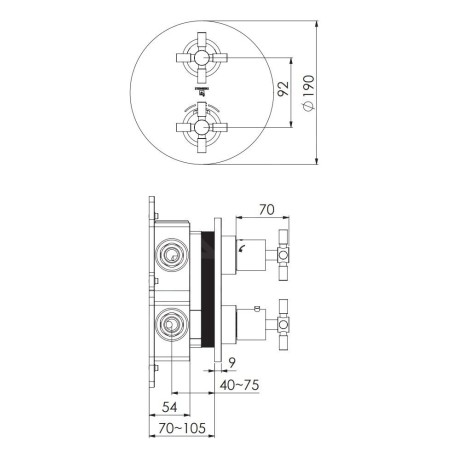 Steinberg 250 - Mitigeur thermostatique encastré, 2 sorties, nickel brossé 250 4133 3 BN