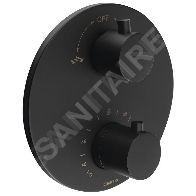 Sapho Rhapsody - Mitigeur thermostatique à encastrer, 2 sorties, avec corps d’encastrement, noir mat RH399B