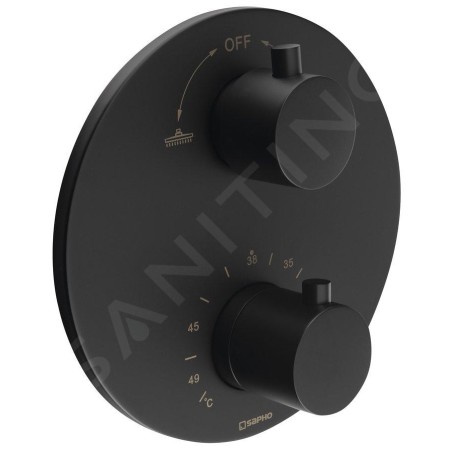 Sapho Rhapsody - Mitigeur thermostatique à encastrer, 2 sorties, avec corps d’encastrement, noir mat RH399B