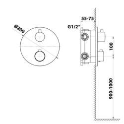Sapho Rhapsody - Mitigeur thermostatique à encastrer, 2 sorties, avec corps d’encastrement, noir mat RH399B