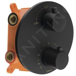Sapho Rhapsody - Mitigeur thermostatique à encastrer, 2 sorties, avec corps d’encastrement, noir mat RH399B
