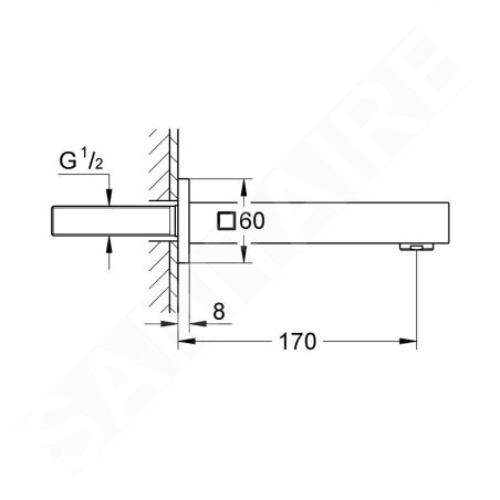 Grohe Eurocube - Bec de baignoire, supersteel 13303DC0