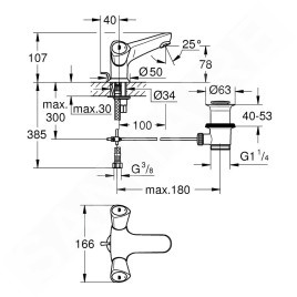 Grohe Costa S - Mitigeur de lavabo avec vidage, chrome 21255001