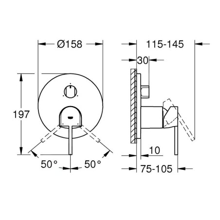 Grohe Plus - Mitigeur encastré pour 3 sorties, Hard Graphite brossé 24093AL3