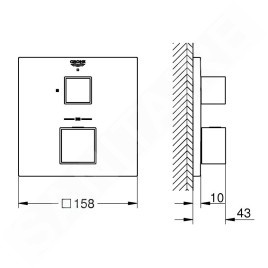 Grohe Grohtherm Cube - Mitigeur thermostatique de douche à encastrer, Hard Graphite brossé 24153AL0
