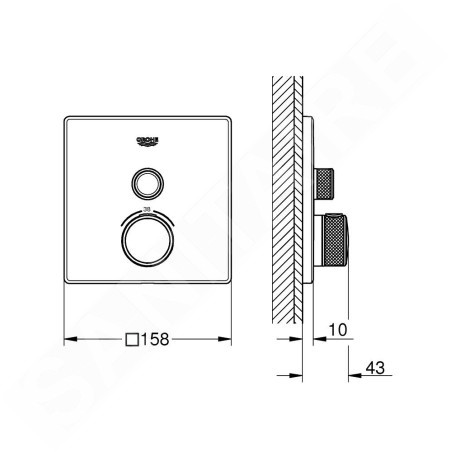 Grohe Grohtherm SmartControl - Mitigeur thermostatique encastré de douche pour 1 sortie, Hard Graphite 29123A00