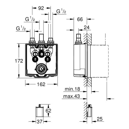 Grohe Corps d’encastrement - Corps d’encastrement pour mitigeur de douche électronique 36458000