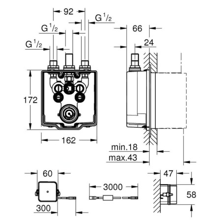 Grohe Corps d’encastrement - Corps d’encastrement pour mitigeur de douche électronique 36459000