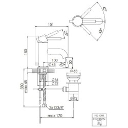 Steinberg 100 - Mitigeur de lavabo avec garniture de vidage, rose gold 100 1000 RG