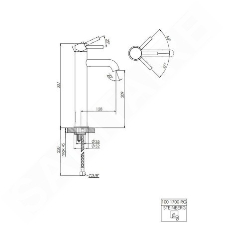Steinberg 100 - Mitigeur de lavabo, rose gold 100 1700 RG
