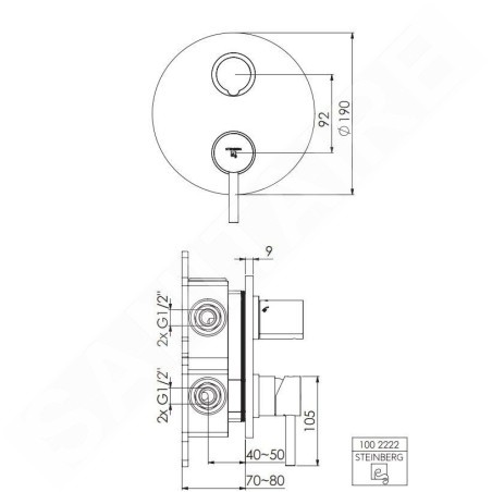 Steinberg 100 - Mitigeur encastré, pour 2 sorties, chrome 100 2222