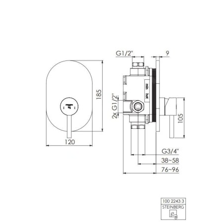 Steinberg 100 - Mitigeur de douche encastré, chrome 100 2243 3