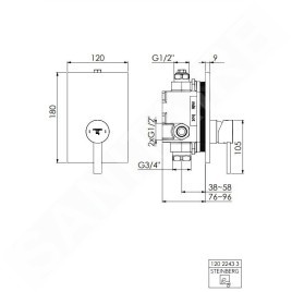 Steinberg 120 - Mitigeur de douche encastré, chrome 120 2243 3
