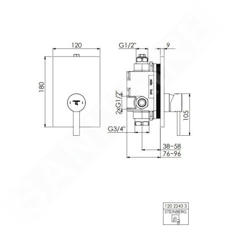 Steinberg 120 - Mitigeur de douche encastré, chrome 120 2243 3
