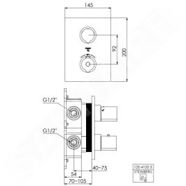 Steinberg 120 - Mitigeur thermostatique encastré pour 2 sorties, chrome 120 4133 3