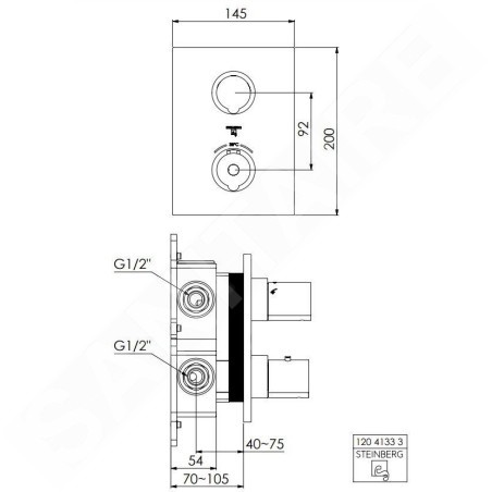 Steinberg 120 - Mitigeur thermostatique encastré pour 2 sorties, chrome 120 4133 3