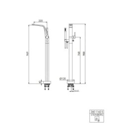 Steinberg 260 - Mitigeur de baignoire pour montage au sol, noir 260 1162 S