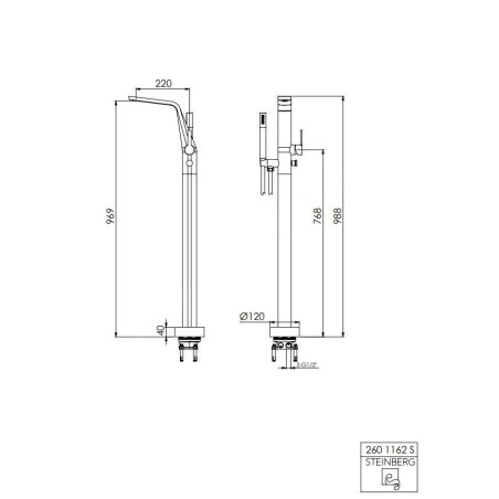 Steinberg 260 - Mitigeur de baignoire pour montage au sol, noir 260 1162 S