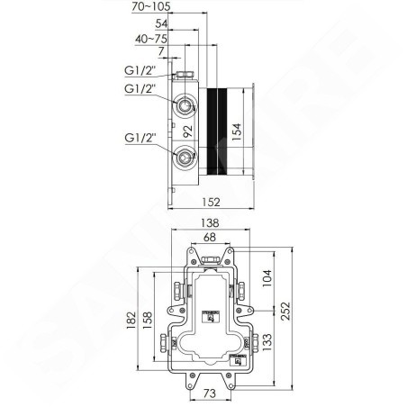 Steinberg Corps d’encastrement - Corps d’encastrement pour mitigeurs thermostatiques encastrés 010 4130 3