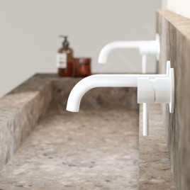 Steinberg 100 - Mitigeur de lavabo encastré, installation à 2 trous, blanc mat 100 1814 3 W