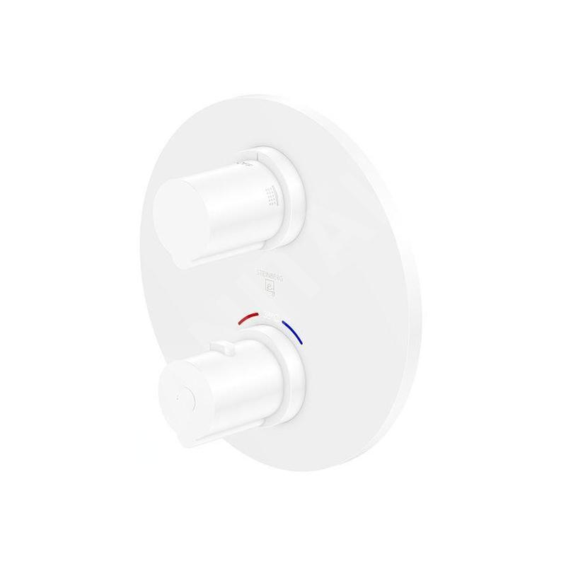 Steinberg 100 - Mitigeur thermostatique encastré pour 2 sorties, blanc mat 100 4133 3 W