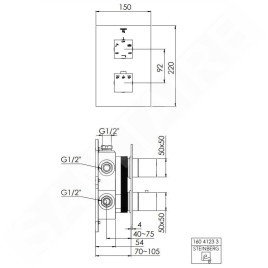 Steinberg 160 - Mitigeur thermostatique encastré pour 3 sorties, chrome 160 4123 3