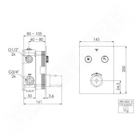 Steinberg 390 - Mitigeur thermostatique encastré pour 2 sorties, chrome 390 4221 3