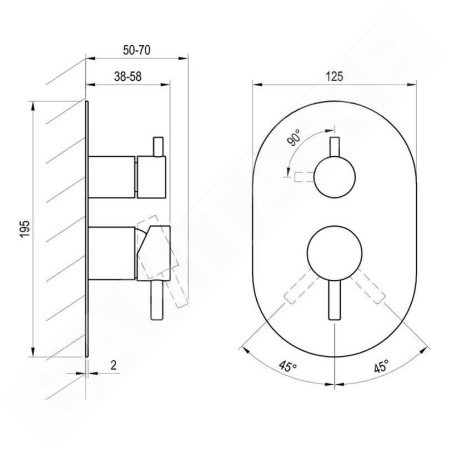 Ravak Espirit - Mitigeur encastrable, pour 2 sorties, chrome X070208