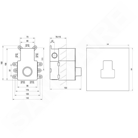 Ravak R-box - Corps d’encastrement Vertical O2/O3 pour mitigeur encastré X070235