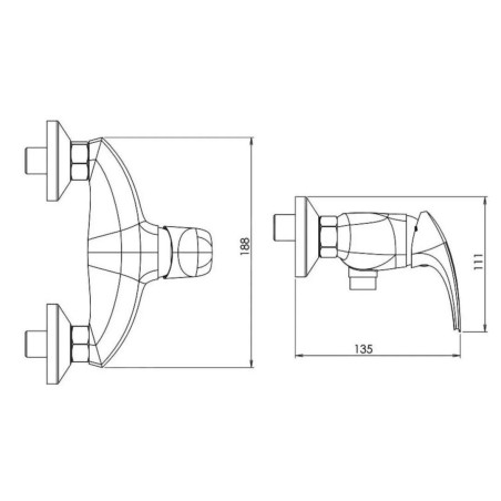 Novaservis Metalia 57 - Robinetterie de douche, blanc 57060/1,1