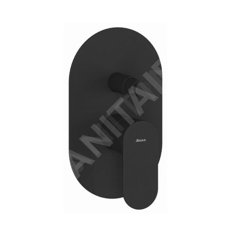Ravak Eleganta - Mitigeur encastré 2 sorties, avec corps d’encastrement, noir mat X070298