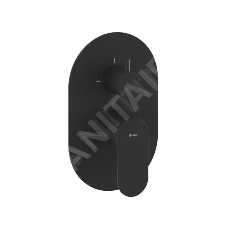 Ravak Eleganta - Mitigeur encastré 2 sorties, noir mat X070301