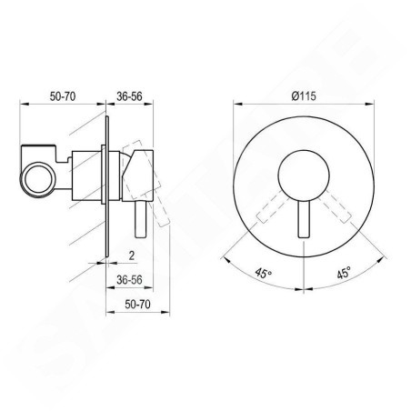 Ravak Espirit - Mitigeur encastré, pour 1 appareil, avec corps, graphite brossé X070322