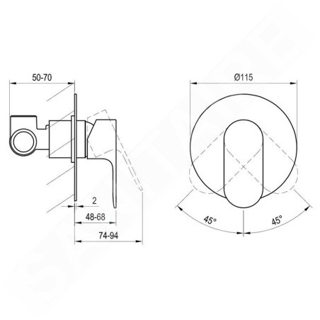 Ravak Eleganta - Mitigeur encastré, avec corps d’encastrement, graphite brossé X070336