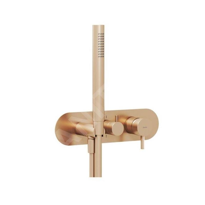 Ravak Espirit - Robinet encastré, pour 2 appareils, avec accessoires, or rose brossé X070361