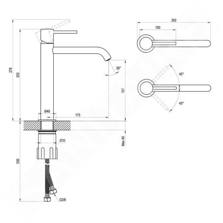 Ravak Espirit - Mitigeur de lavabo, graphite brossé X070391