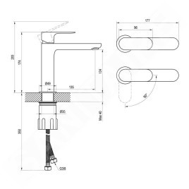 Ravak Eleganta - Mitigeur de lavabo, BeCool, graphite brossé X070412