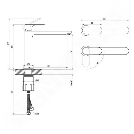 Ravak Eleganta - Mitigeur de lavabo, BeCool, noir mat X070417