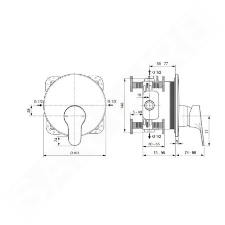 Ideal Standard Cerabase - Mitigeur de douche encastré, chrome A7394AA