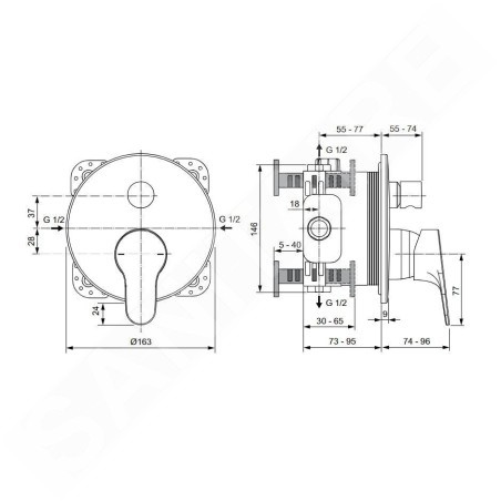 Ideal Standard Cerabase - Mitigeur encastré, pour 2 sorties, chrome A7395AA