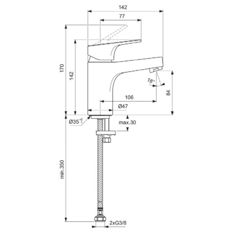 Ideal Standard Cerabase - Mitigeur de lavabo, chrome BC827AA